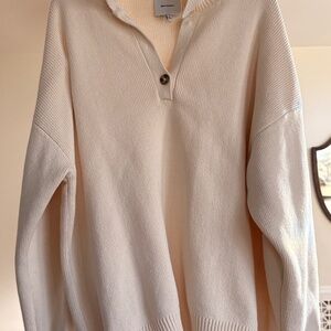 RARE Reformation Mens HEAVY thick Ivory Cream Henley Sweater XL